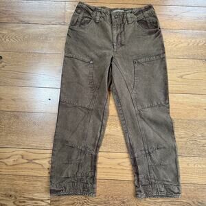 FREE PEOPLE We The Free Supersonic Slim Pants / Breen Brown Low Rise SZ 10